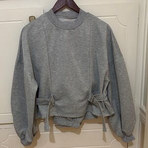 TEMU Women’s Grey Tie-Side Sweatshirt - Casual Pullover